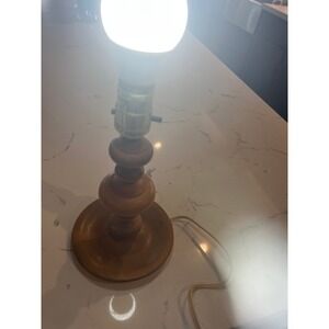 Vintage Turned Wood Table Lamp Base Mid Century Modern Rustic Candlestick Lamp